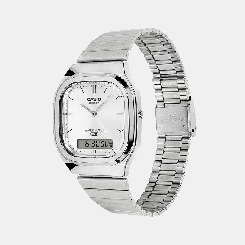 Casio Vintage Unisex Quartz Silver Dial Analog-Digital Stainless Steel Watch D420 - 2