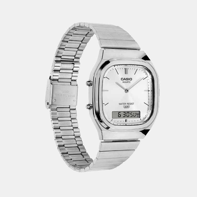 Casio Vintage Unisex Quartz Silver Dial Analog-Digital Stainless Steel Watch D420 - 3