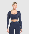 Gymshark Contrast Seamless Crop Top - Heavy Blue