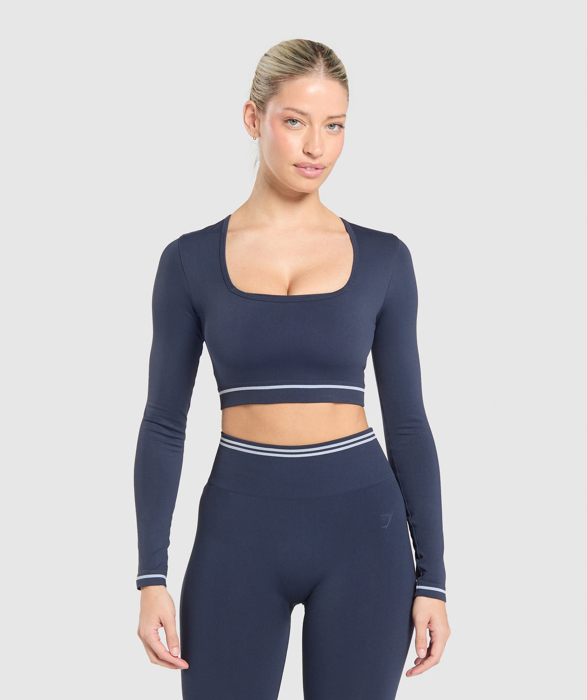 Gymshark Contrast Seamless Crop Top - Heavy Blue