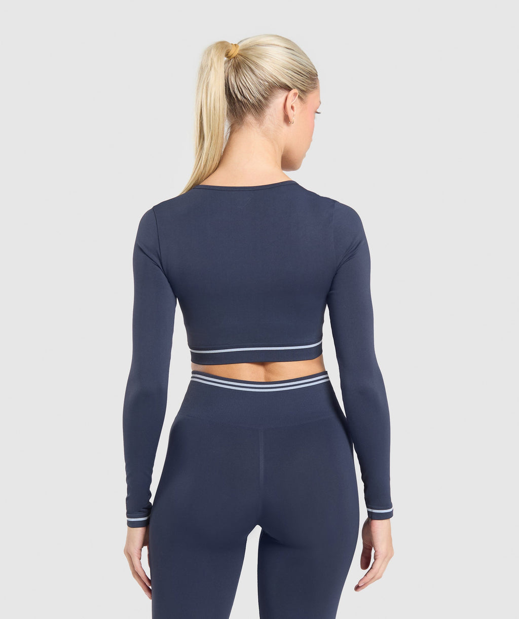 Gymshark Contrast Seamless Crop Top - Heavy Blue - 2