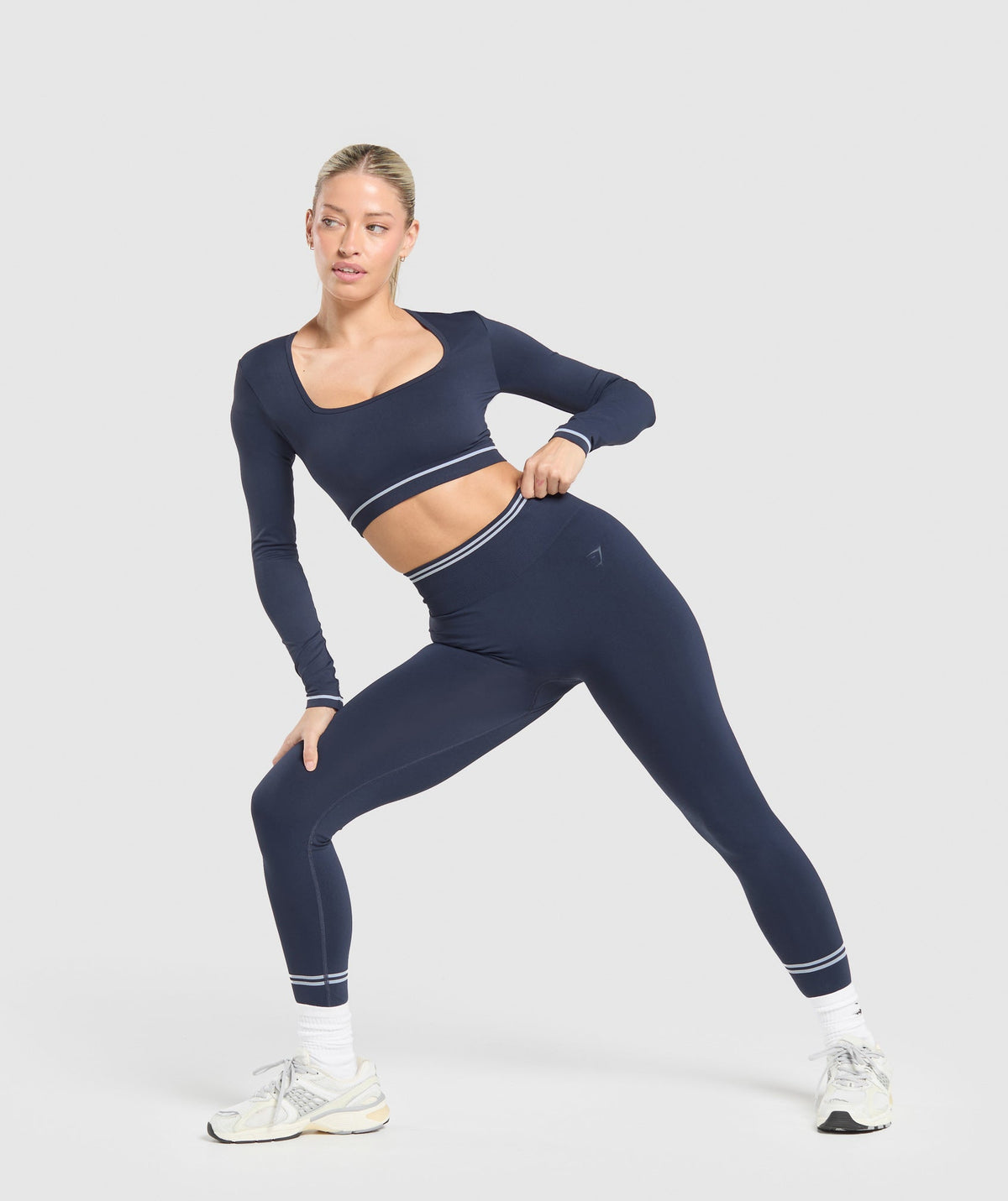Gymshark Contrast Seamless Crop Top - Heavy Blue - 5