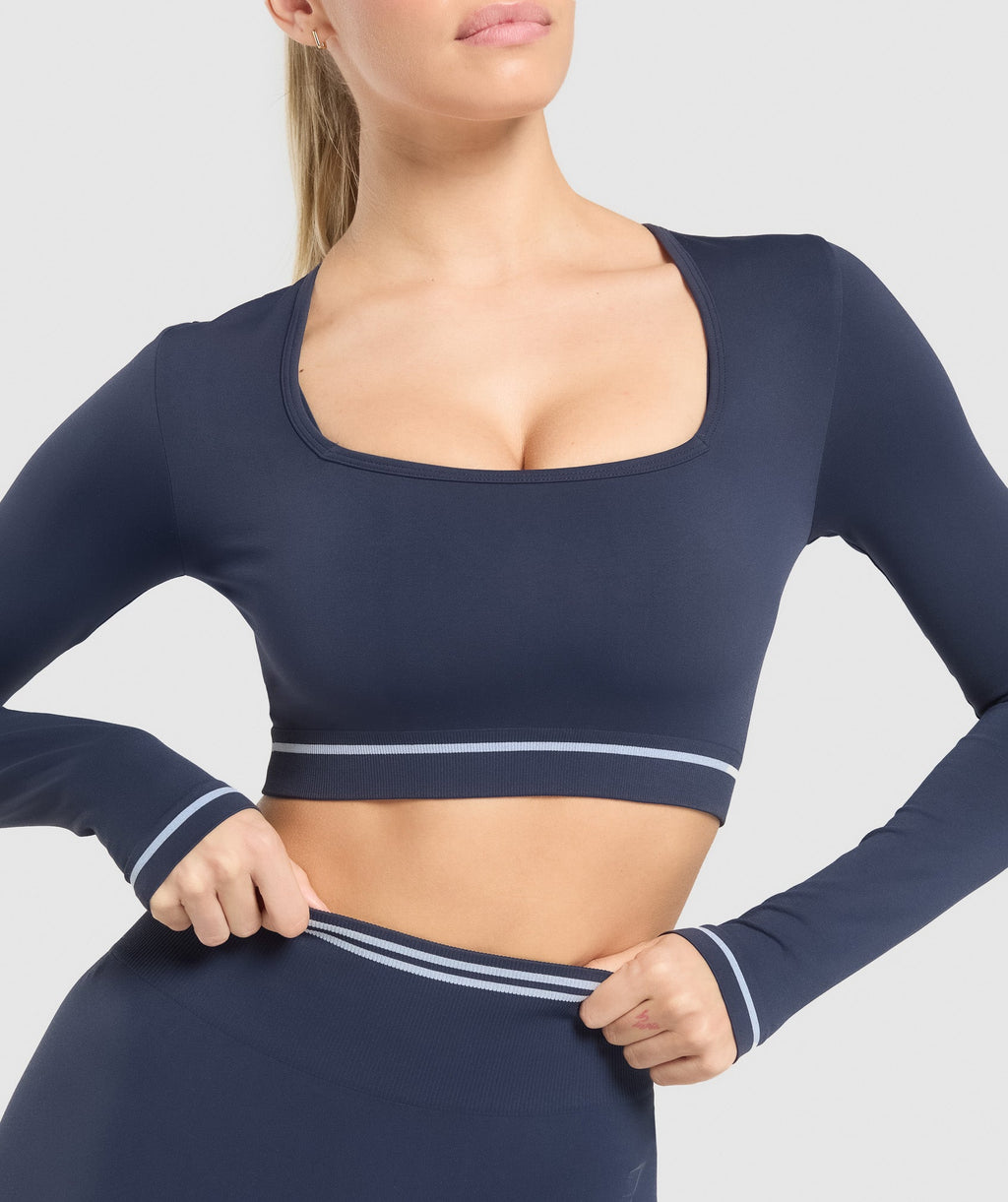 Gymshark Contrast Seamless Crop Top - Heavy Blue - 6