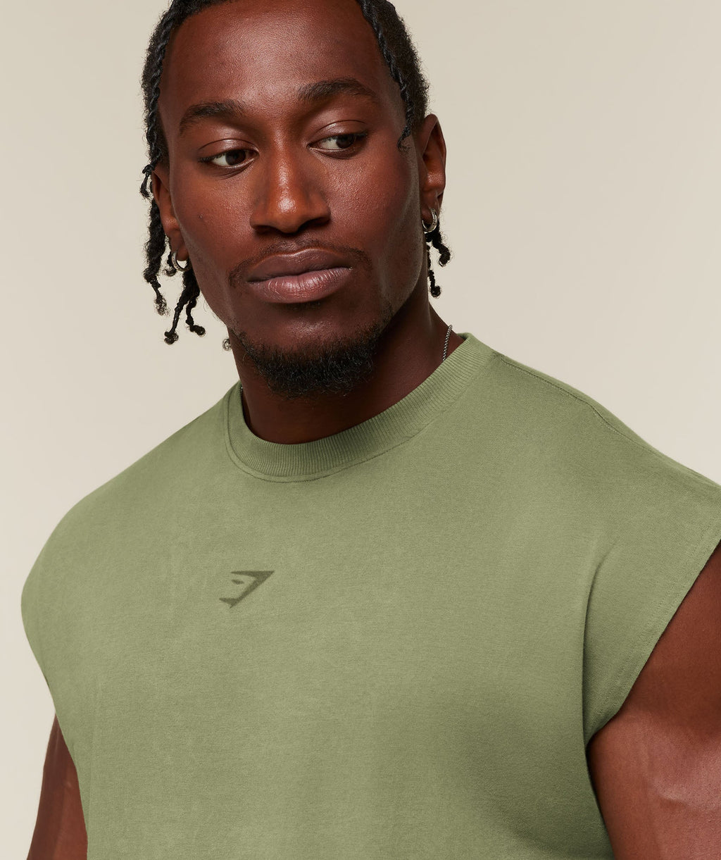 Gymshark Power Washed Cut off Tank - Grounded Green/Wash - 4
