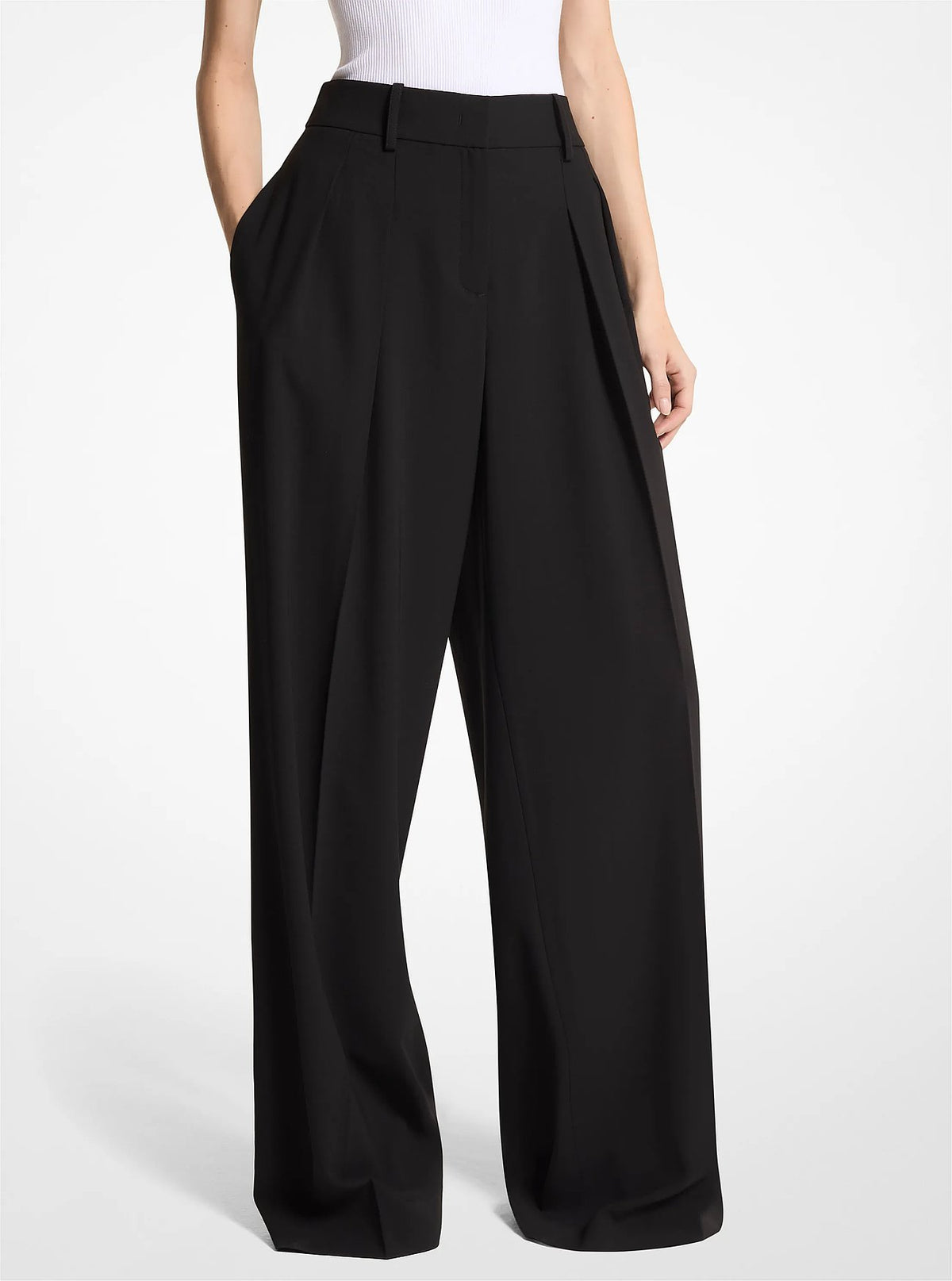 Michael Kors Pleated Wool Trousers - Black
