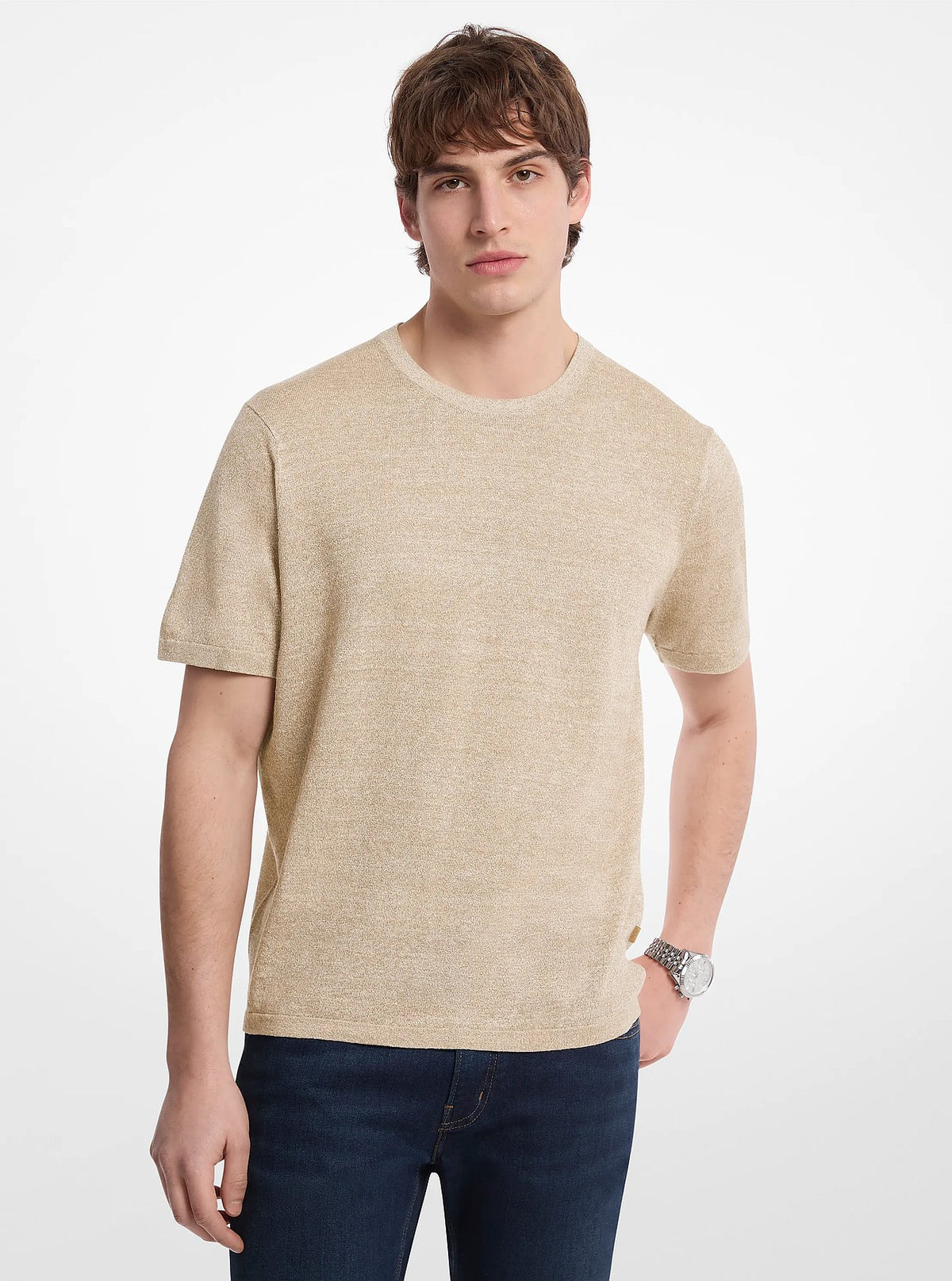 Michael Kors Linen and Cotton T-Shirt - Khaki