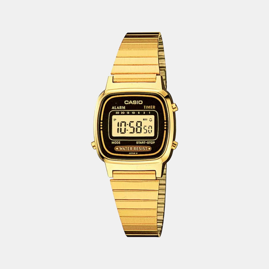 Casio Vintage Women Quartz Black Dial Digital Stainless Steel Watch D124
