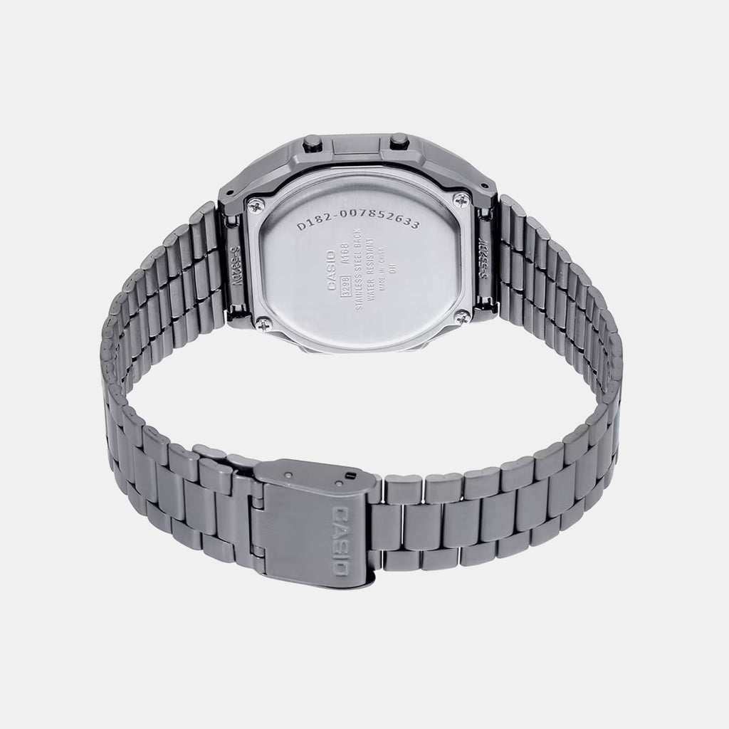 Casio Vintage Unisex Quartz Black Dial Digital Stainless Steel Watch D182 - 4