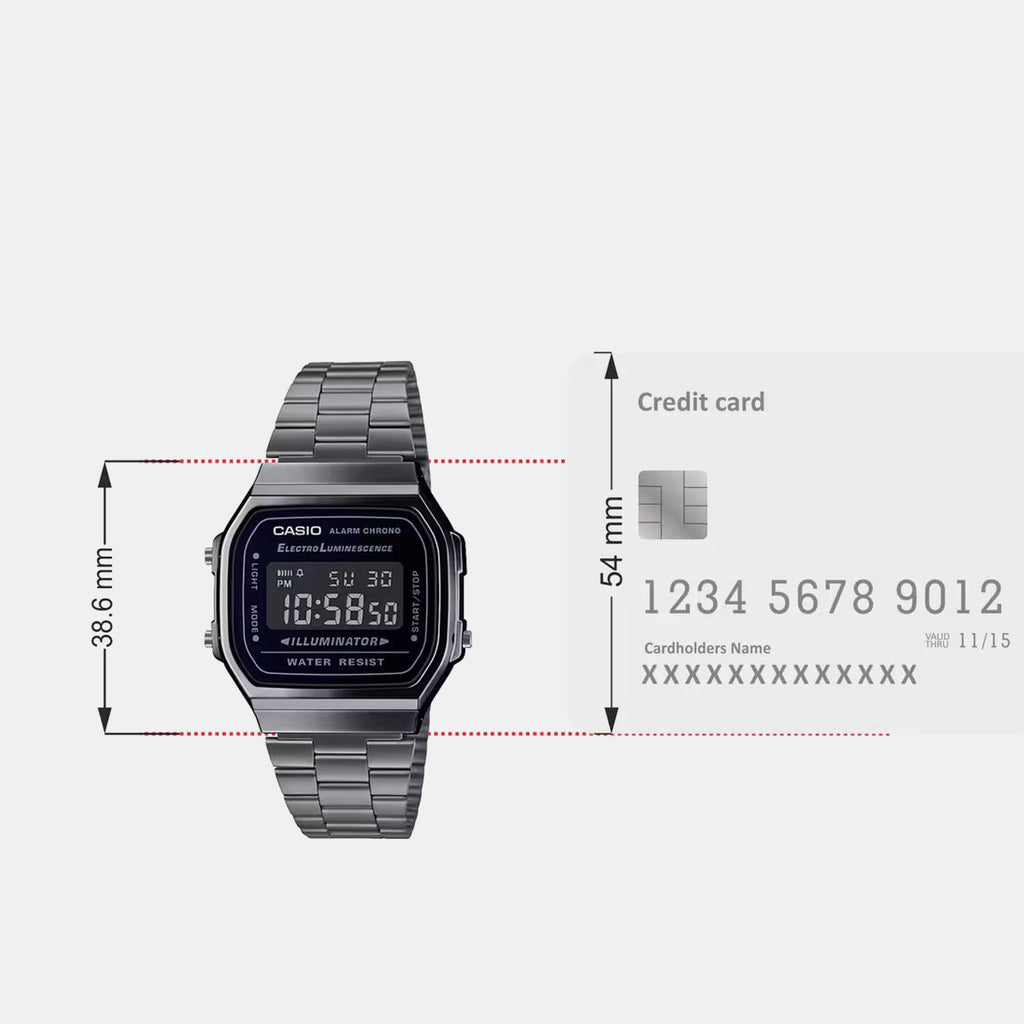 Casio Vintage Unisex Quartz Black Dial Digital Stainless Steel Watch D182 - 5