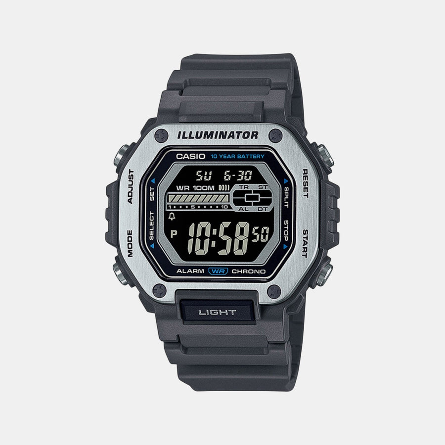 Casio Youth Men Quartz Grey Dial Digital Resin Watch D302