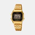Casio Vintage Women Quartz Black Dial Digital Stainless Steel Watch D344 - 1