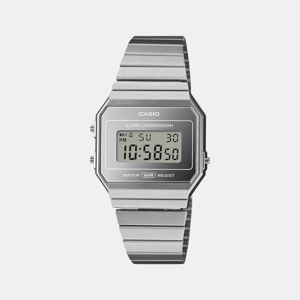 Casio Vintage Unisex Quartz Silver Dial Digital Stainless Steel Watch D346 - 1