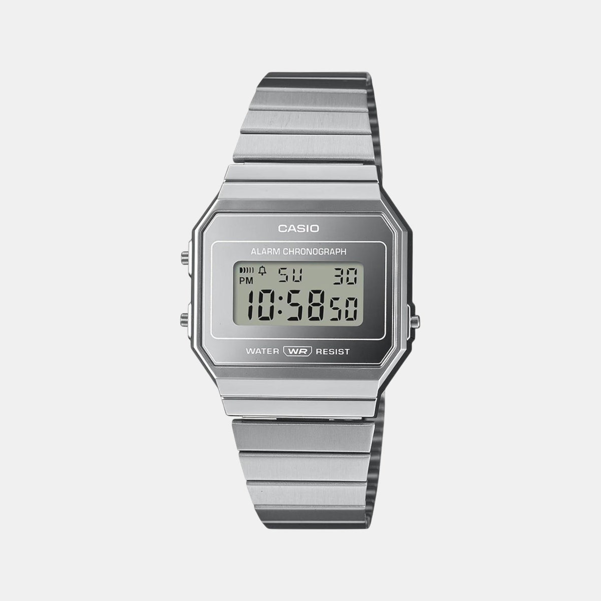 Casio Vintage Unisex Quartz Silver Dial Digital Stainless Steel Watch D346 - 1