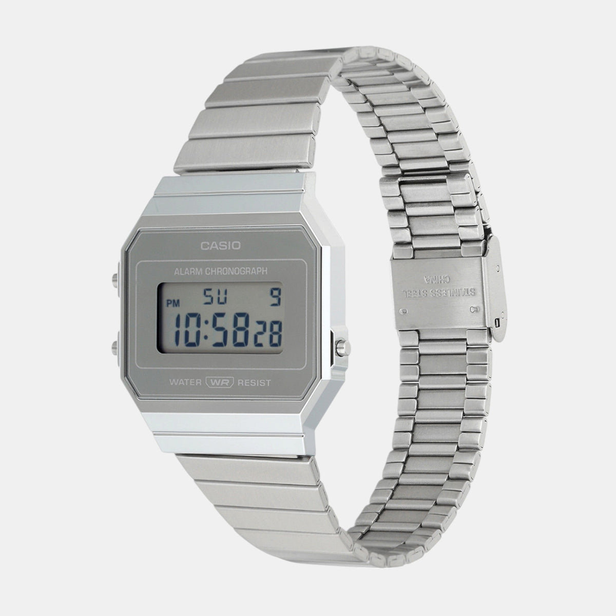 Casio Vintage Unisex Quartz Silver Dial Digital Stainless Steel Watch D346 - 2