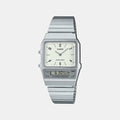Casio Vintage Unisex Quartz White Dial Analog-Digital Stainless Steel Watch D363 - 1