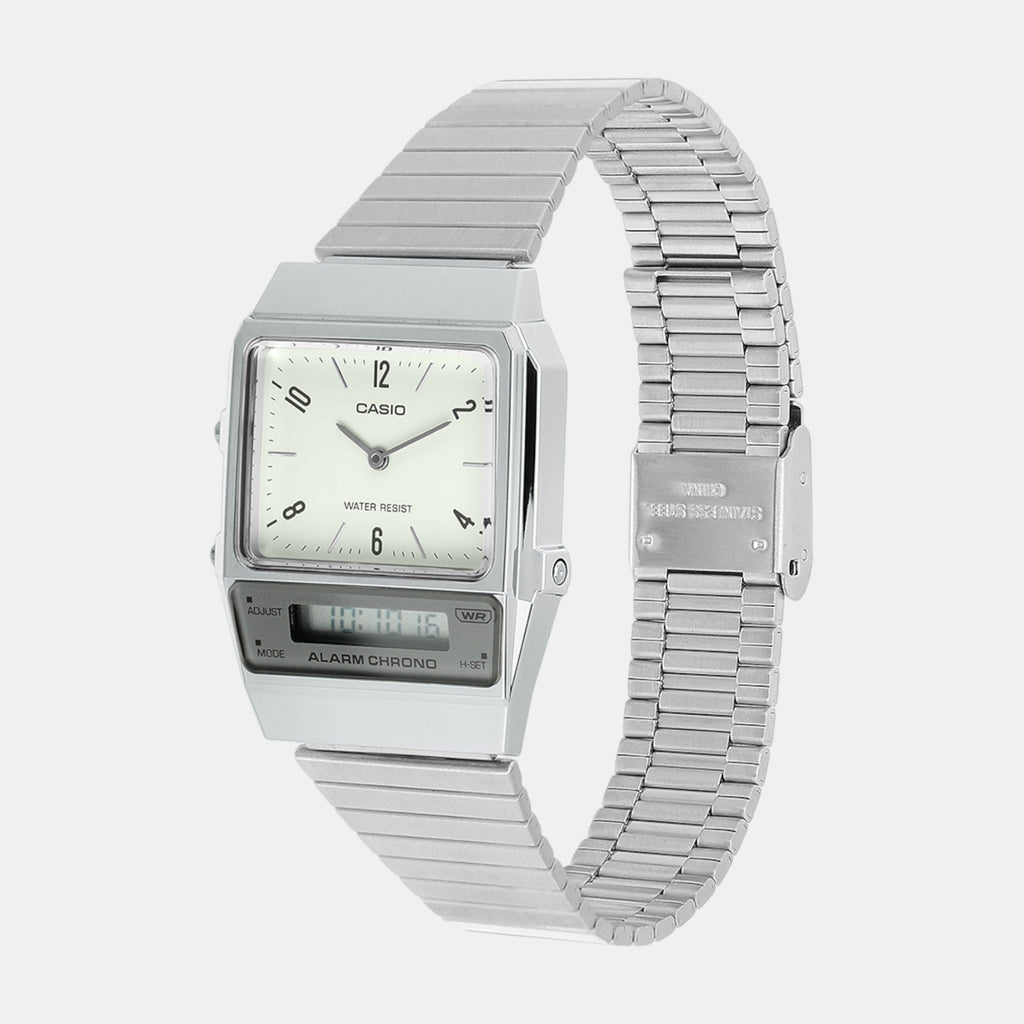 Casio Vintage Unisex Quartz White Dial Analog-Digital Stainless Steel Watch D363 - 3