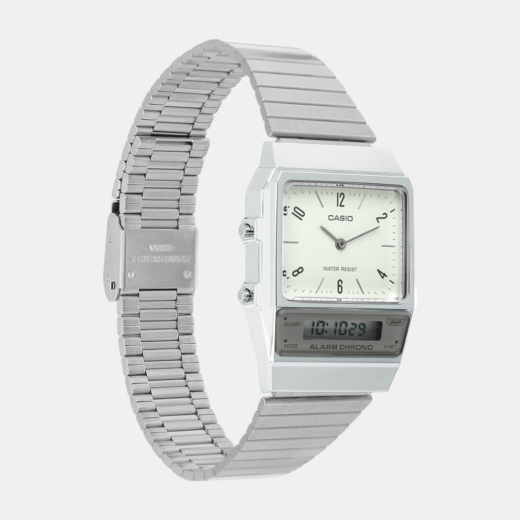 Casio Vintage Unisex Quartz White Dial Analog-Digital Stainless Steel Watch D363 - 2