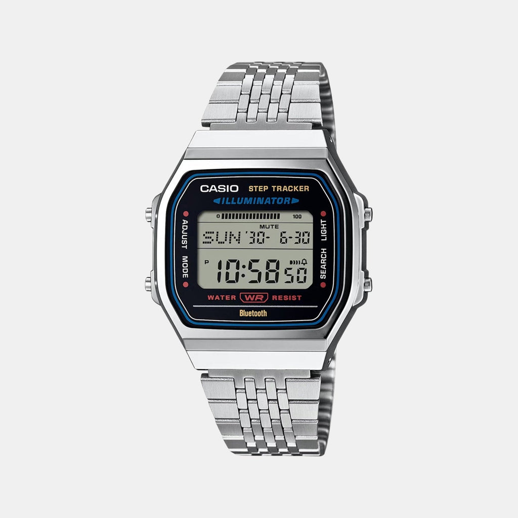 Casio Vintage Unisex Quartz Black Dial Digital Stainless Steel Watch D365 - 1