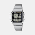 Casio Vintage Unisex Quartz Black Dial Digital Stainless Steel Watch D388 - 1