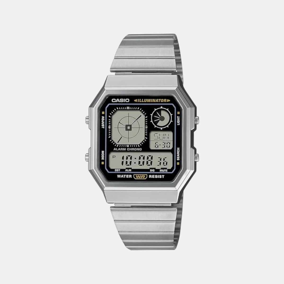 Casio Vintage Unisex Quartz Black Dial Digital Stainless Steel Watch D388 - 1