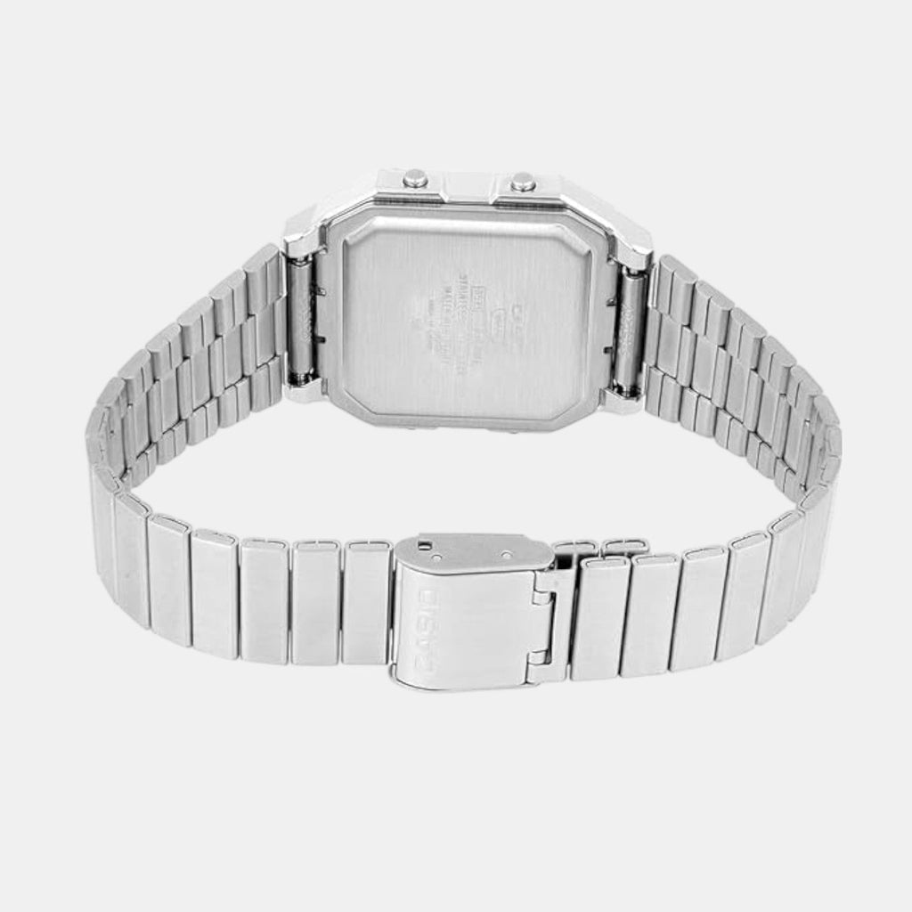 Casio Vintage Unisex Quartz Black Dial Digital Stainless Steel Watch D388 - 4