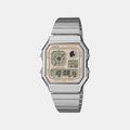 Casio Vintage Unisex Quartz Peach Dial Digital Stainless Steel Watch D449 - 1
