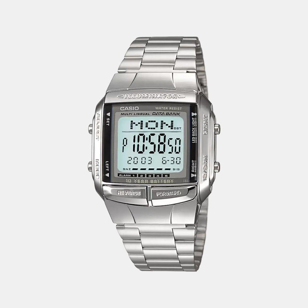Casio Vintage Unisex Quartz Silver Dial Digital Stainless Steel Watch DB27 - 1