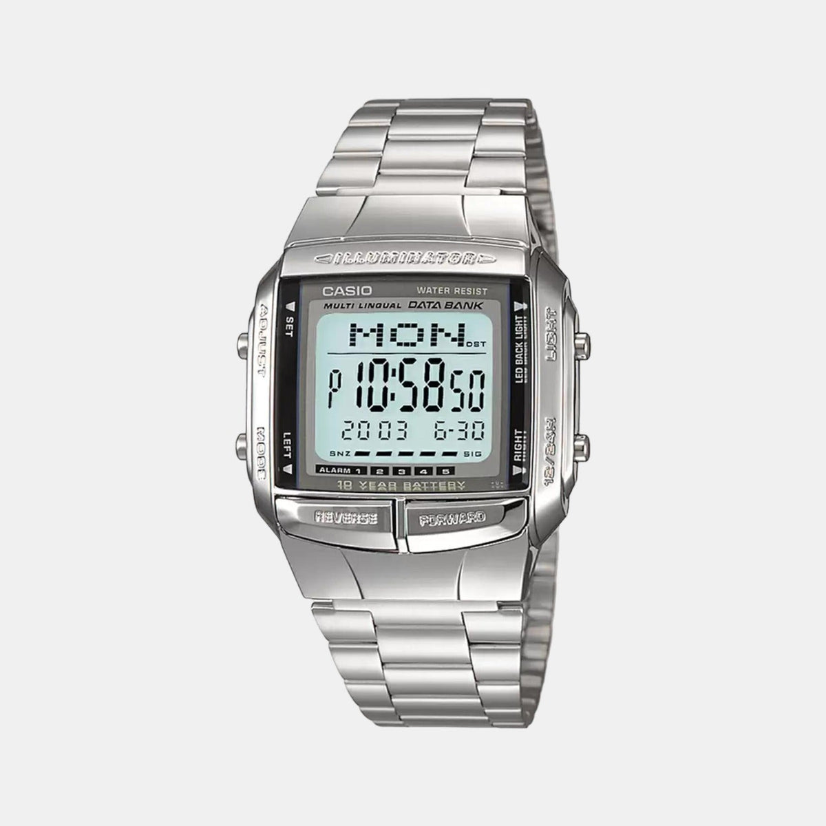 Casio Vintage Unisex Quartz Silver Dial Digital Stainless Steel Watch DB27 - 1