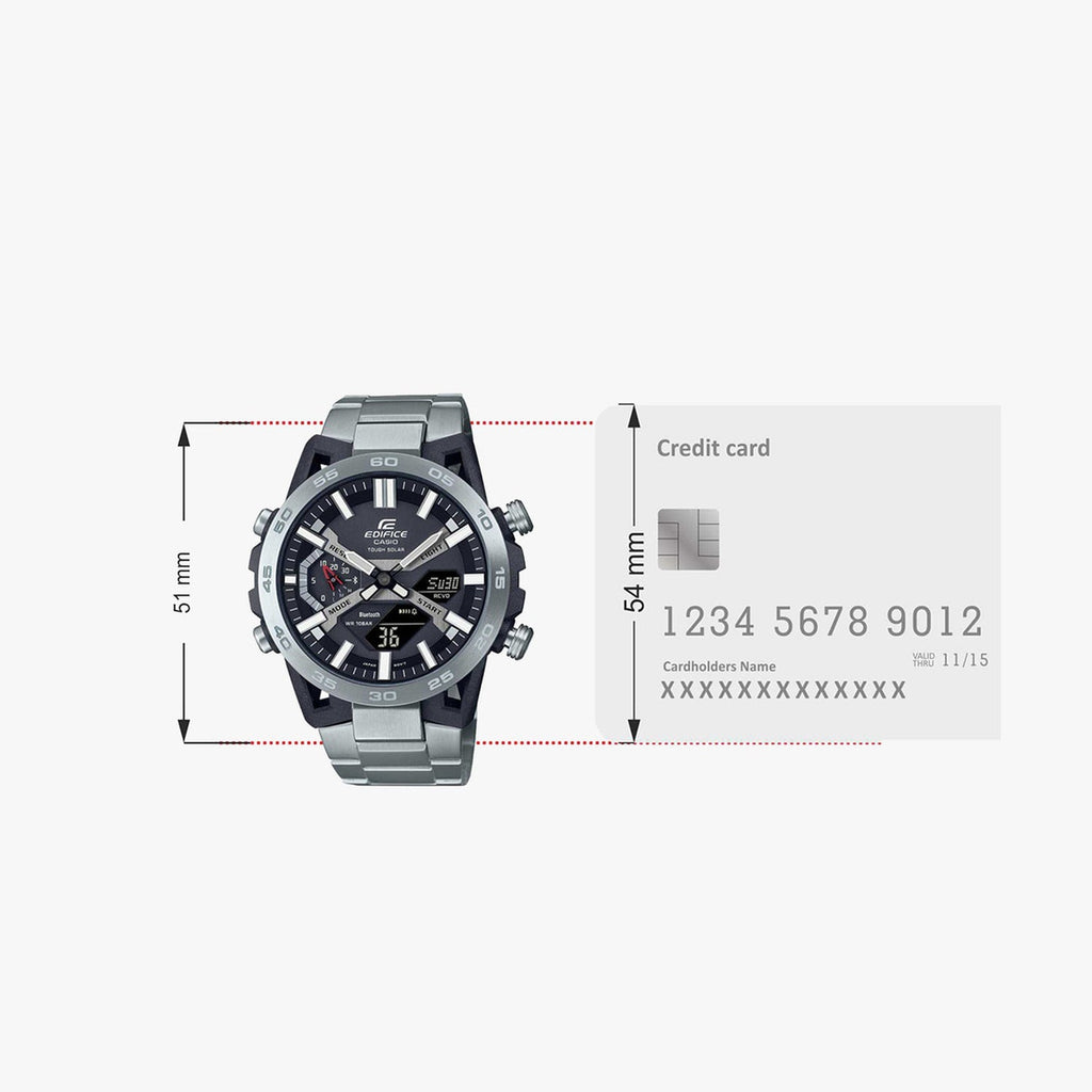 Casio Edifice Men Quartz Black Dial Analog-Digital Stainless Steel Watch ED564 - 5