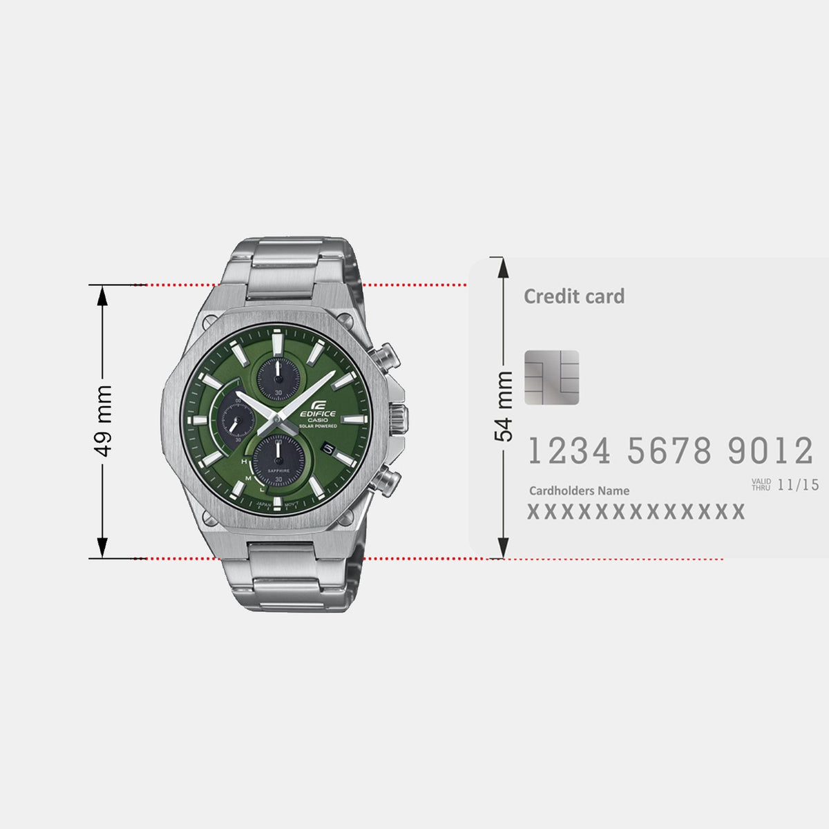 Casio Edifice Men Quartz Green Dial Chronograph Stainless Steel Watch ED643 - 5