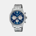 Casio Edifice Men Quartz Blue Dial Multi-Function Stainless Steel Watch ED656 - 1