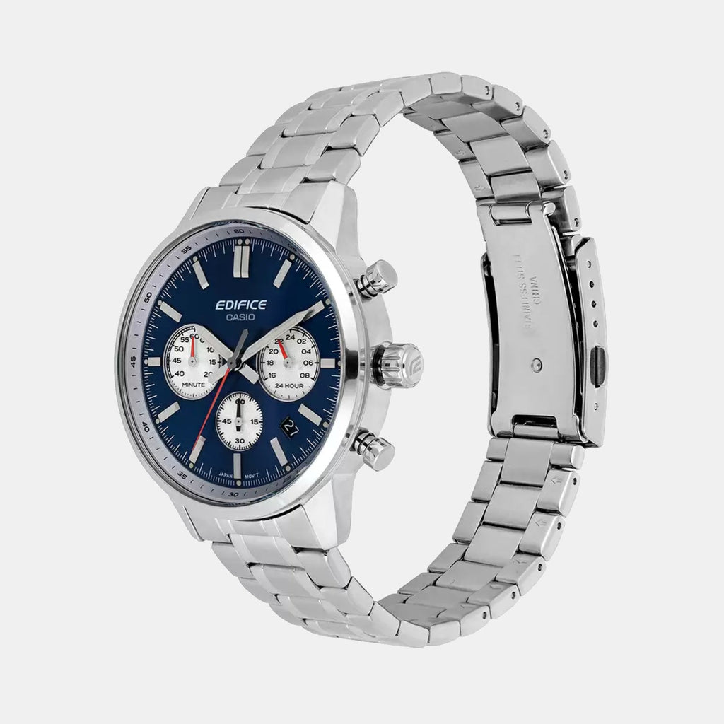 Casio Edifice Men Quartz Blue Dial Multi-Function Stainless Steel Watch ED656 - 2