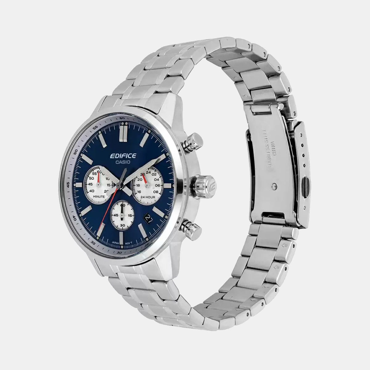 Casio Edifice Men Quartz Blue Dial Multi-Function Stainless Steel Watch ED656 - 2