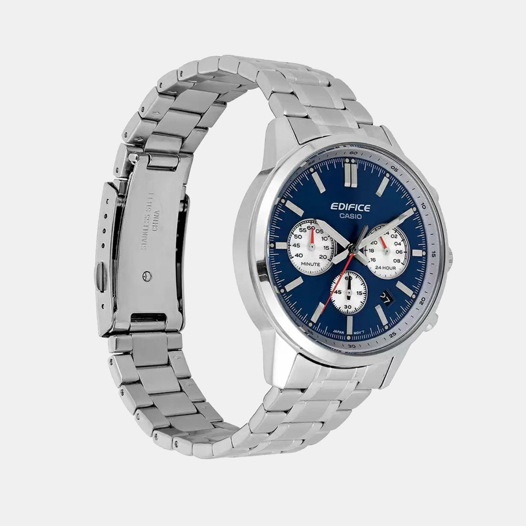 Casio Edifice Men Quartz Blue Dial Multi-Function Stainless Steel Watch ED656 - 3