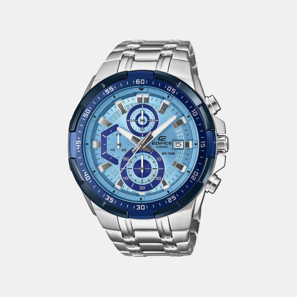 Casio Edifice Men Quartz Blue Dial Chronograph Stainless Steel Watch ED674 - 1