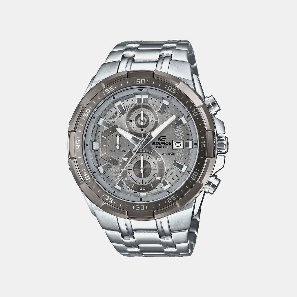 Casio Edifice Men Quartz Grey Dial Chronograph Stainless Steel Watch ED676 - 1
