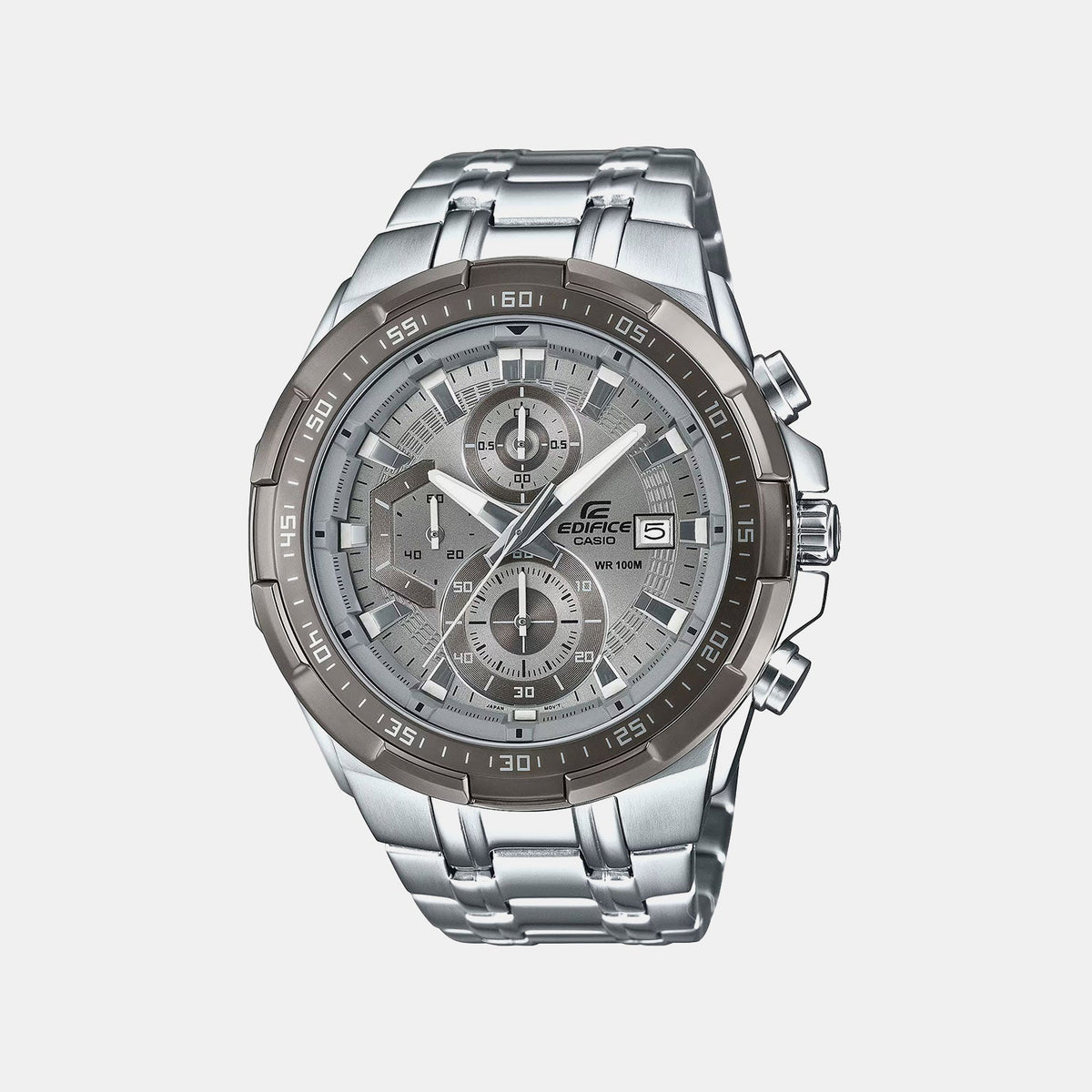 Casio Edifice Men Quartz Grey Dial Chronograph Stainless Steel Watch ED676 - 1