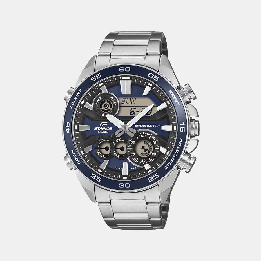 Casio Edifice Men Quartz Blue Dial Analog-Digital Stainless Steel Watch ED713