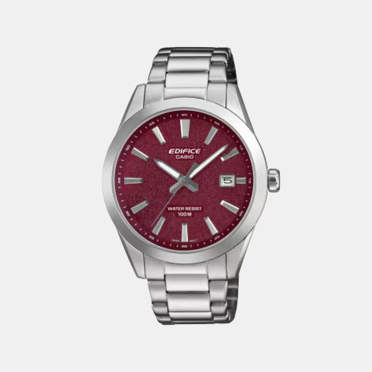 Casio Edifice Men Quartz Red Dial Analog Stainless Steel Watch ED716 - 1