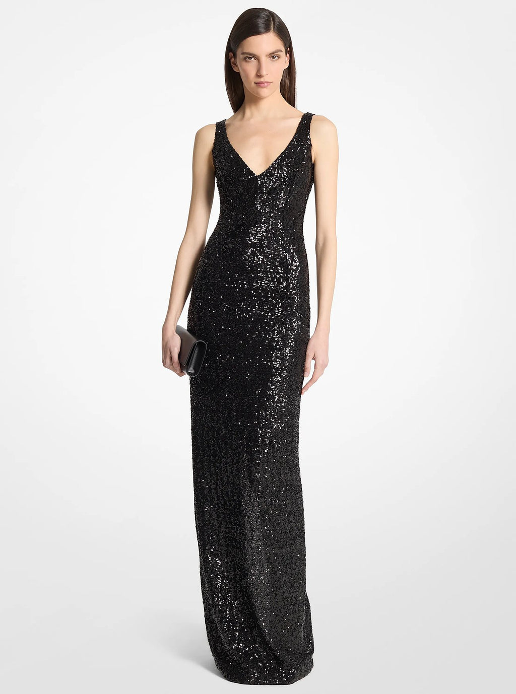 Michael Kors Sequined Stretch Tulle Gown - Black