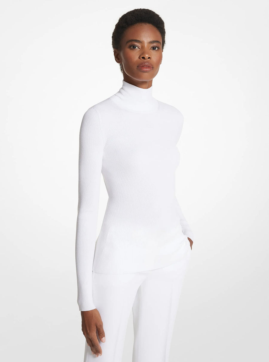 Michael Kors Ribbed Stretch Viscose Turtleneck Sweater