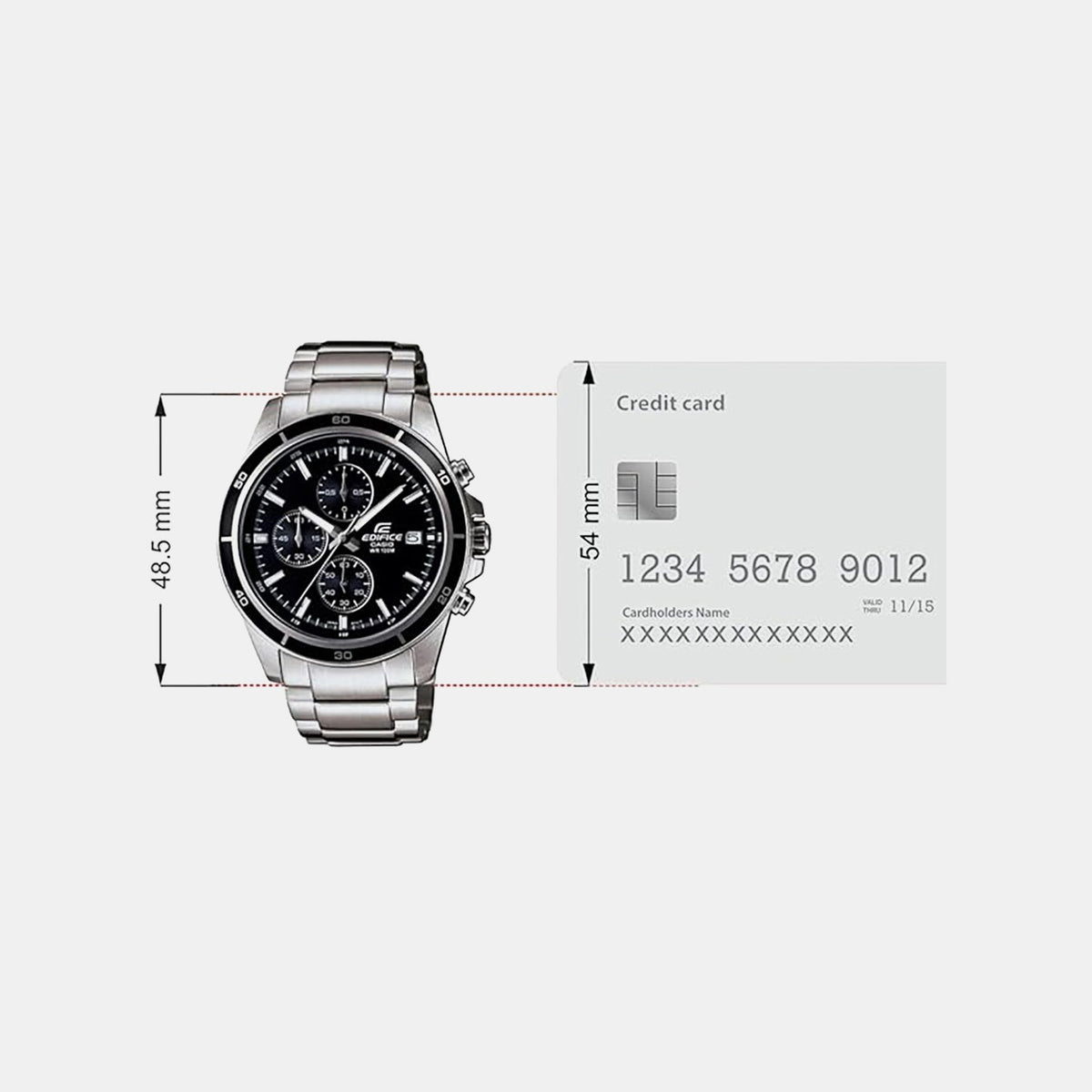 Casio Edifice Men Quartz Black Dial Chronograph Stainless Steel Watch EX093 - 5