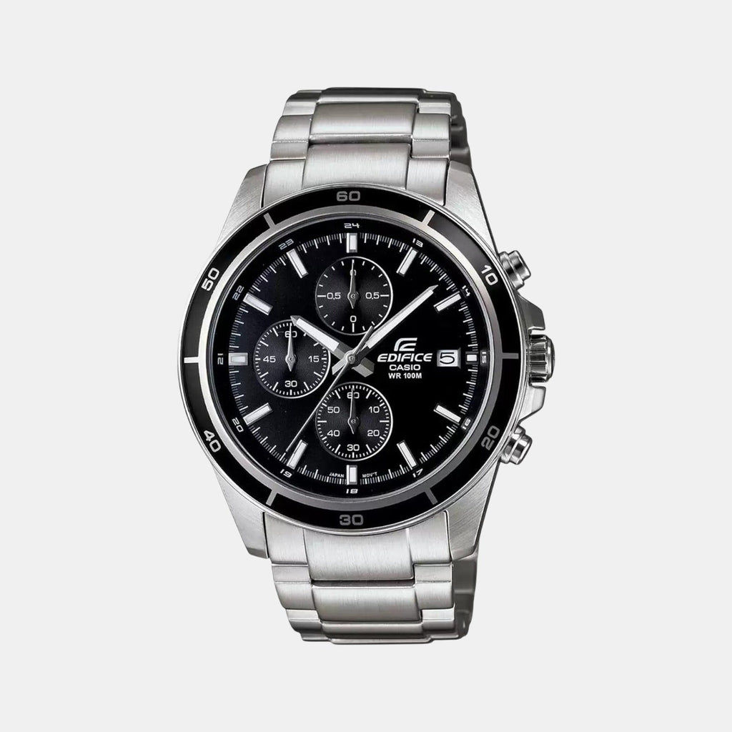 Casio Edifice Men Quartz Black Dial Chronograph Stainless Steel Watch EX093 - 1
