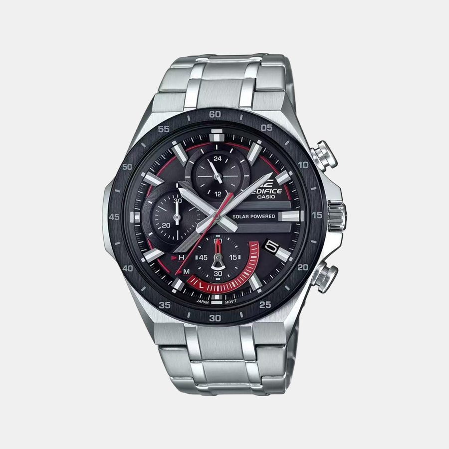 Casio Edifice Men Quartz Black Dial Chronograph Stainless Steel Watch EX487