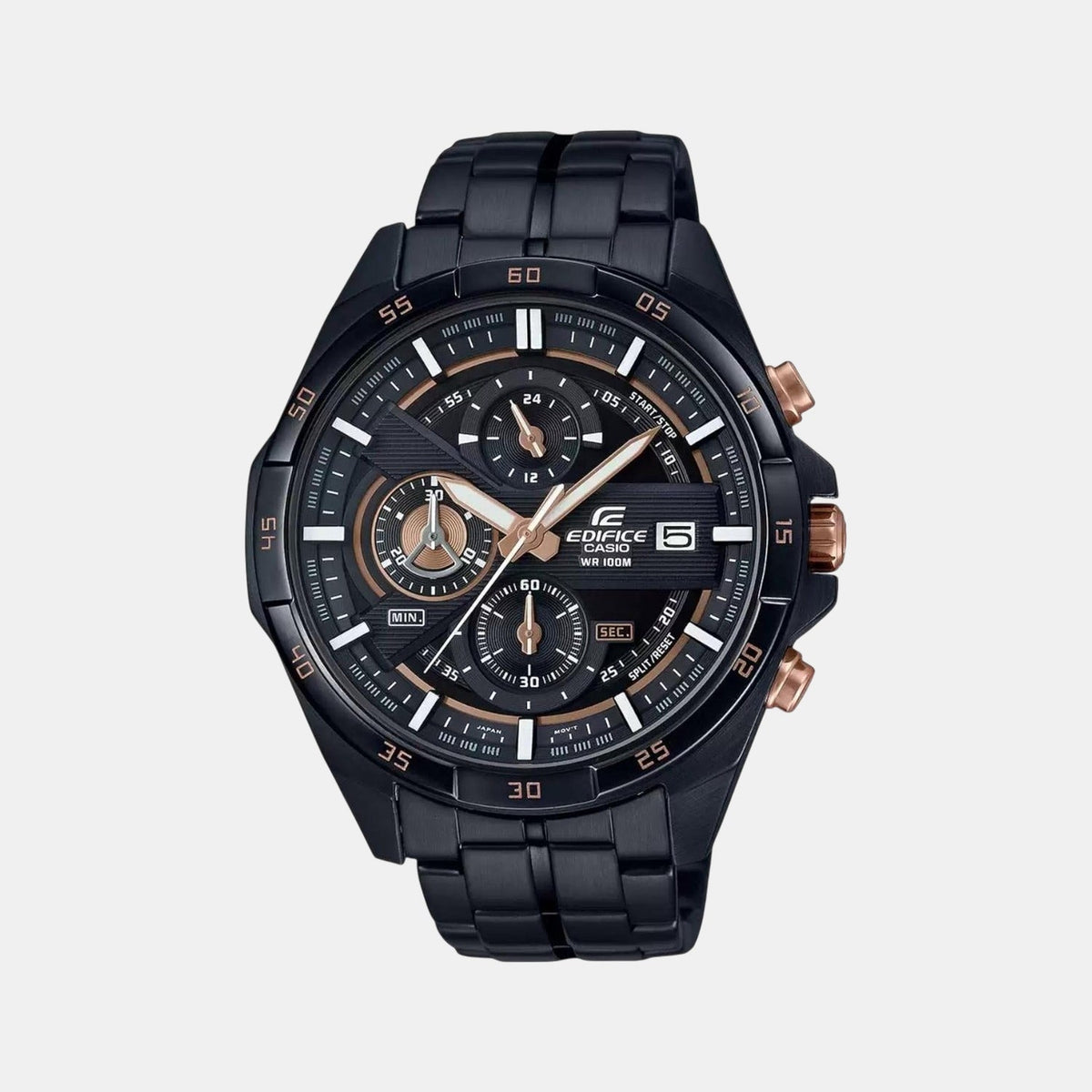 Casio Edifice Men Quartz Black Dial Chronograph Stainless Steel Watch EX493 - 1