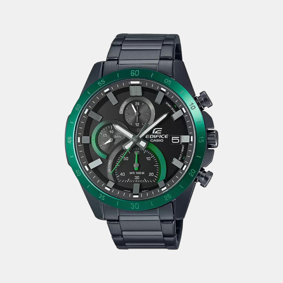 Casio Edifice Men Quartz Black Dial Chronograph Stainless Steel Watch Ed514