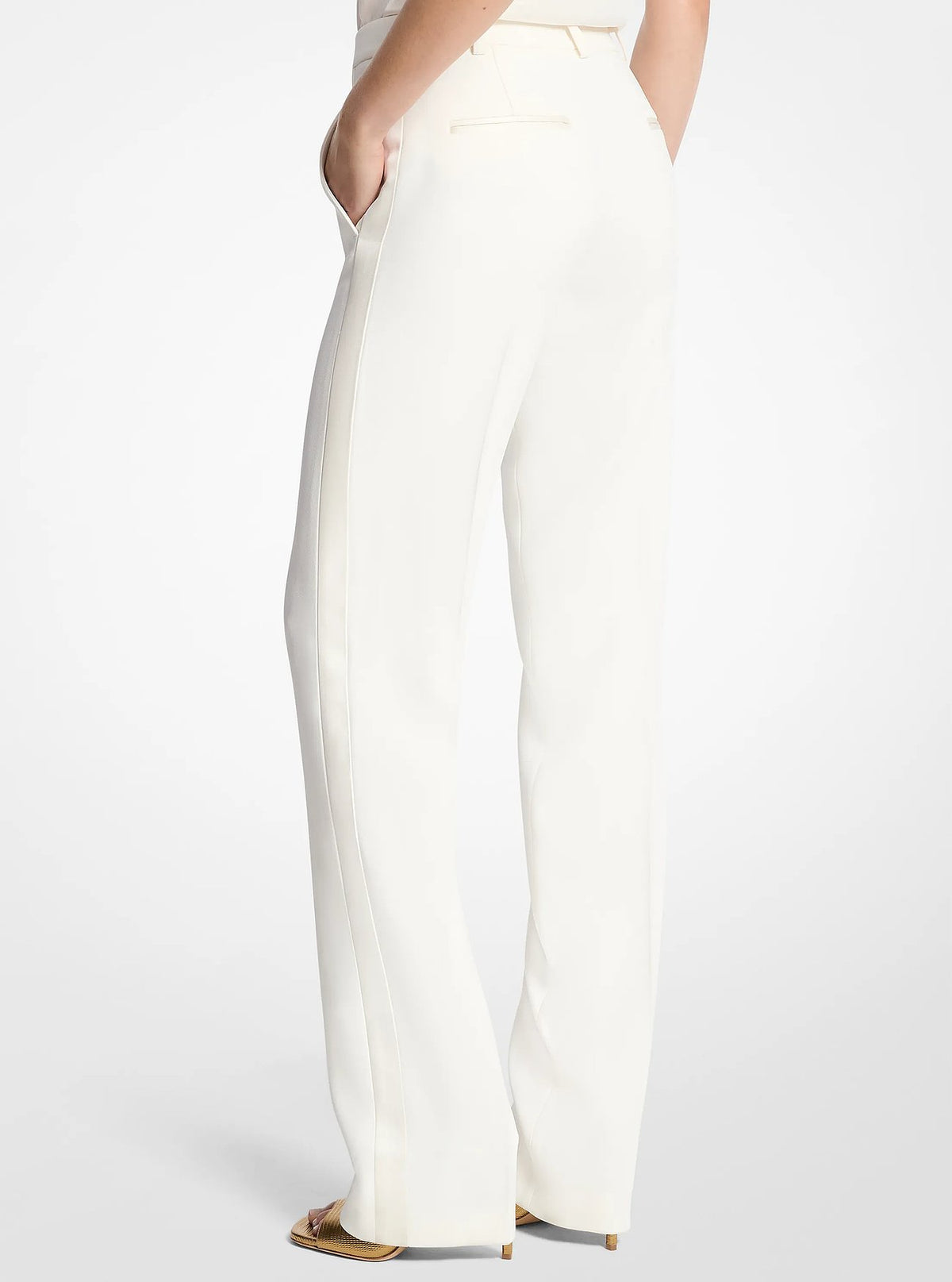Michael Kors Double Crepe Sablé Tuxedo Trousers - Ivory - 2