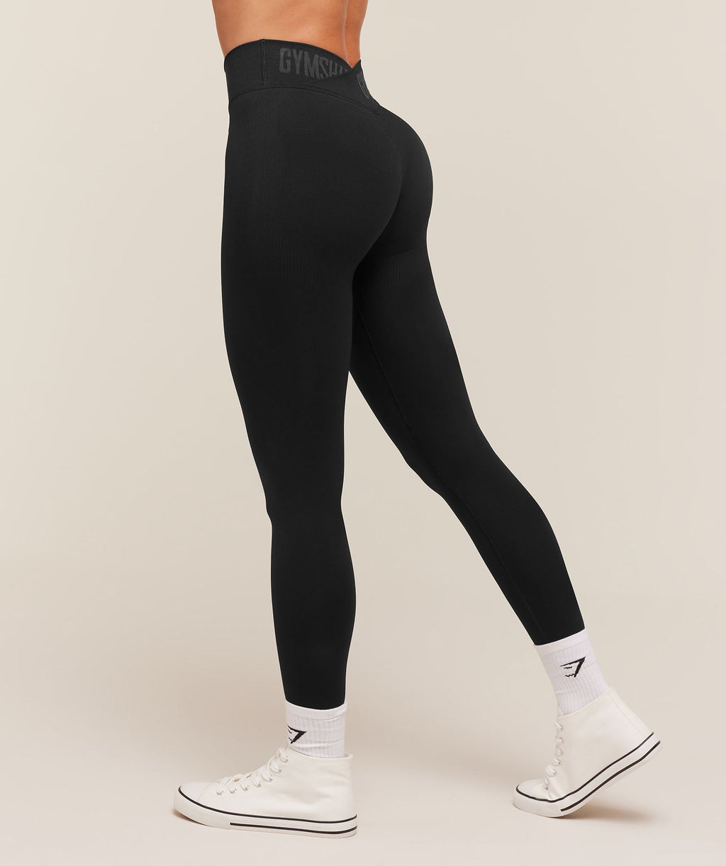 Gymshark Flex V4 Leggings - Black/P885 - 4
