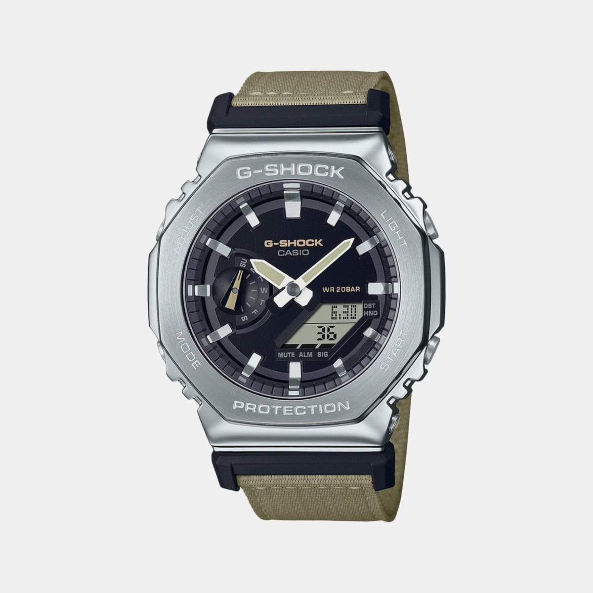 Casio G-Shock Men Quartz Black Dial Analog-Digital Fabric Watch G1372 - 1