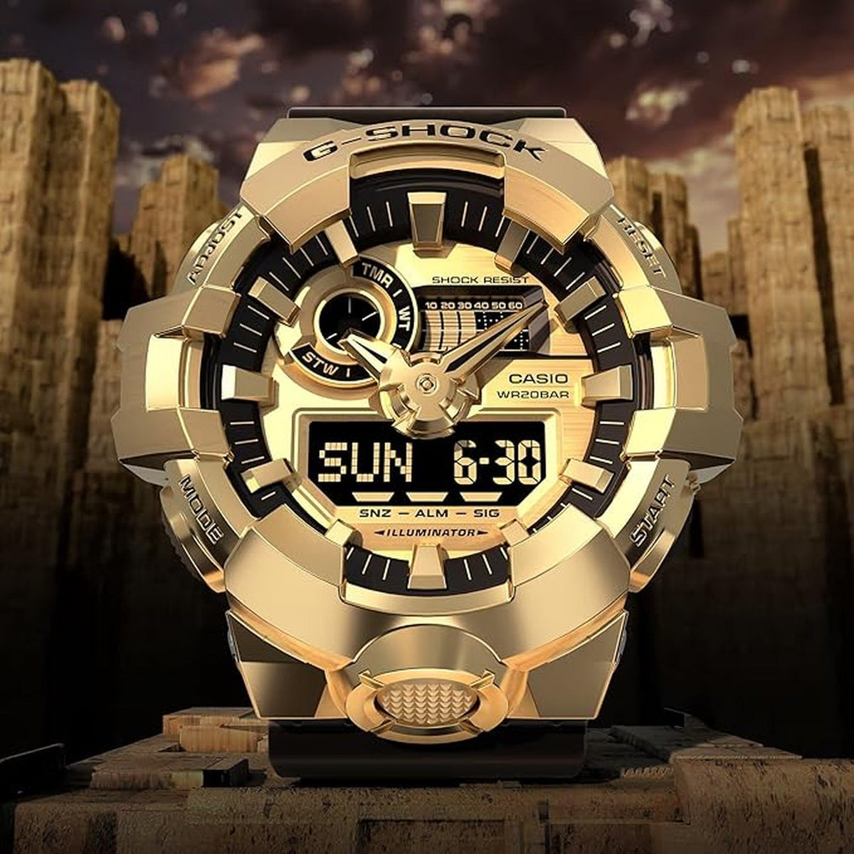 Casio G-Shock Men Quartz Gold Dial Analog-Digital Resin Watch G1608 - 2